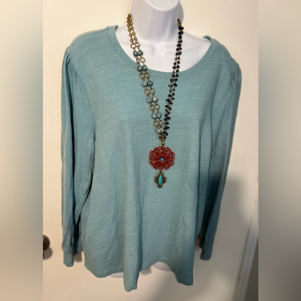 Time and Tru Teal/blue  Long Sleeve T-shirt. Size XXL